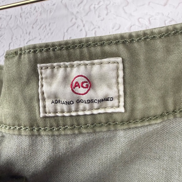 AG Adriano Goldschmied Mens Wanderer Olive Green Slim Trouser Shorts 33R - Picture 6 of 14